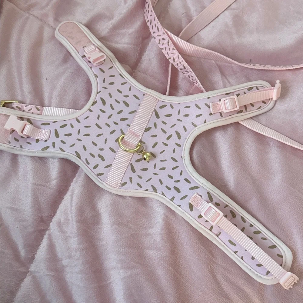 Whisker City Pink & Gold Cast Vest Harness and Leash Combo